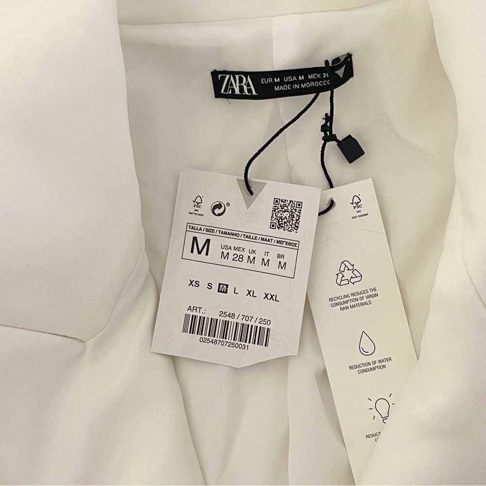 NWT Zara Blazer Mini Dress Belted White Blogger Favorite Size Medium - Picture 13 of 15